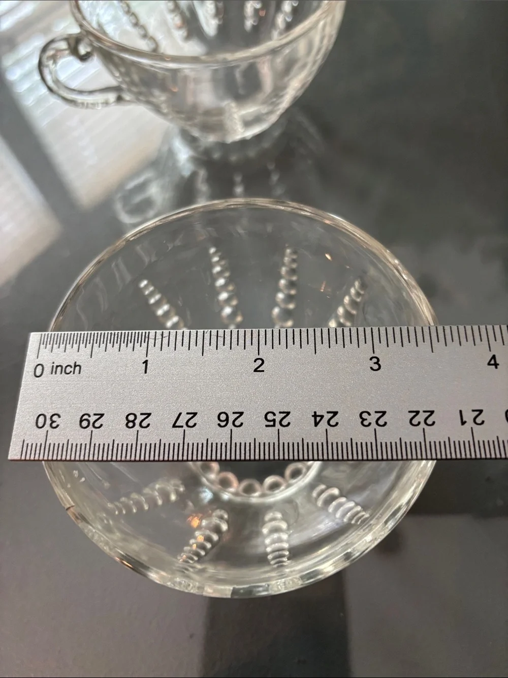 Federal glass- beaded sunflower Clear Glass Bubble-Pattern Teacup - Set of 3
